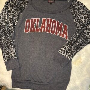 Oklahoma Graphic Sweatshirt with Leopard Sleeves